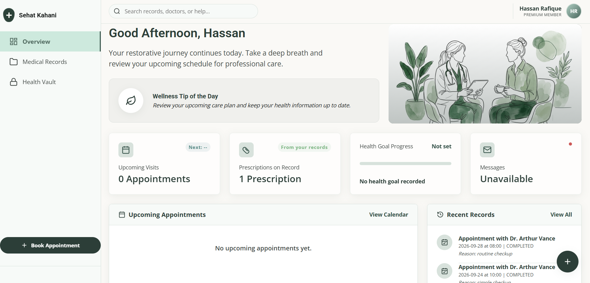 Sehat Kahani patient dashboard preview