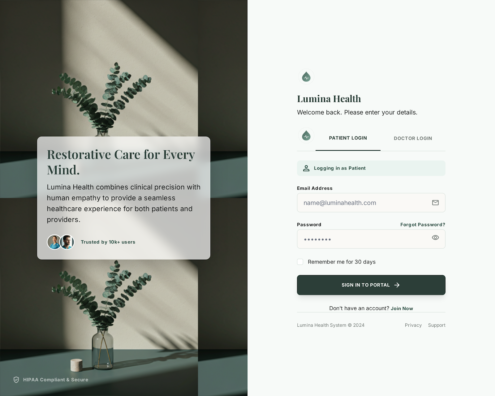 Sehat Kahani secure login preview