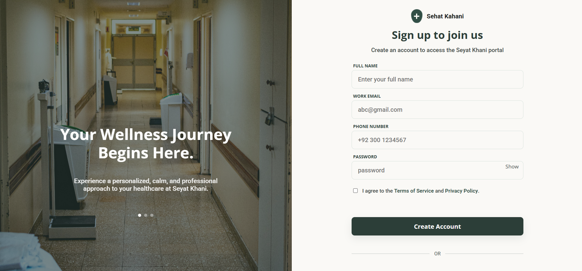 Sehat Kahani patient sign up preview